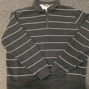 Cremieux Black and White Striped half-Zip-Up Sweater Size XL, Long Sleeve